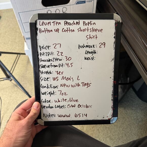 Level Ten Peached Poplin Button Up Cotton Shortsleeve Shirt US Men's L - Picture 7 of 7